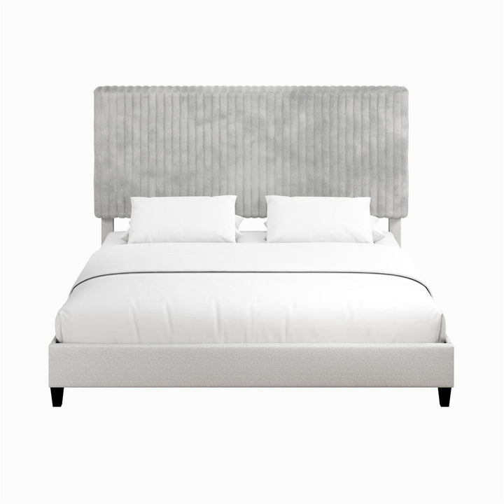 Mondo Platform Frame Bed with Adjustable Tufted Headboard - Gray - King