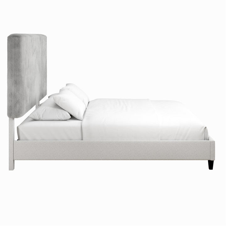 Mondo Platform Frame Bed with Adjustable Tufted Headboard - Gray - King