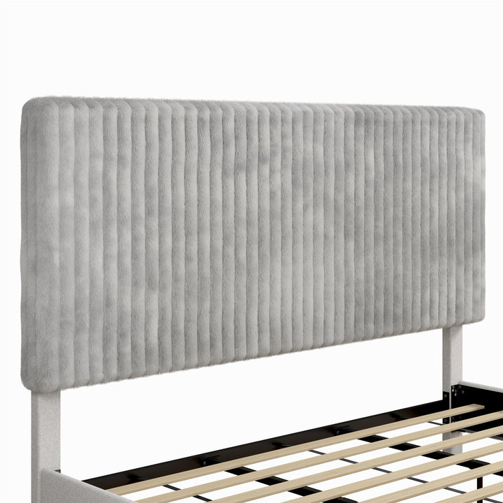Mondo Platform Frame Bed with Adjustable Tufted Headboard - Gray - King