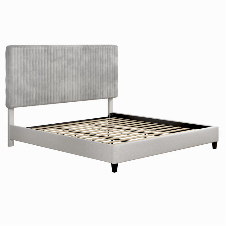 Mondo Platform Frame Bed with Adjustable Tufted Headboard - Gray - King
