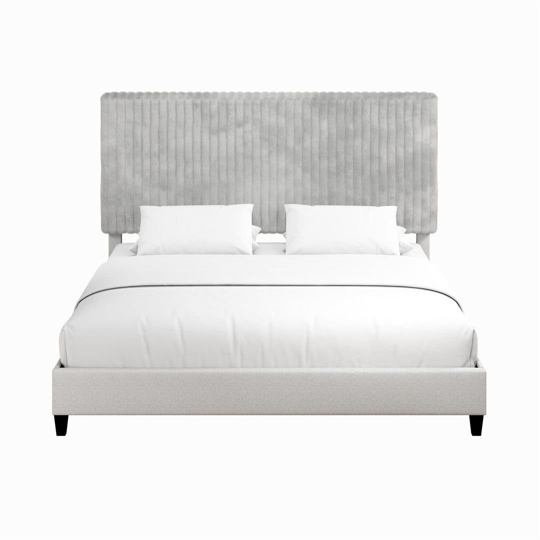 Mondo Platform Frame Bed with Adjustable Tufted Headboard - Gray - King