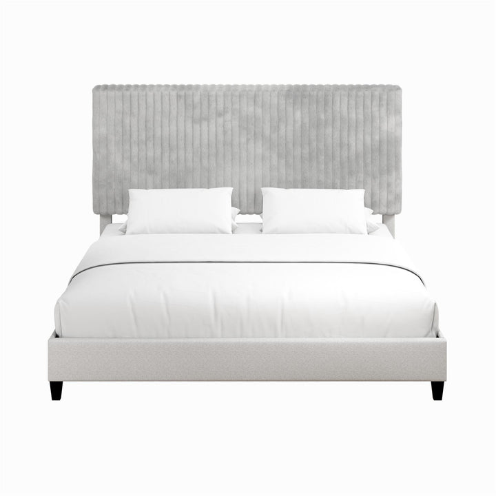 Mondo Platform Frame Bed with Adjustable Tufted Headboard - Gray - King