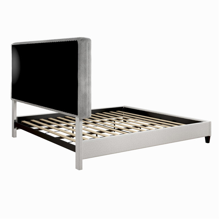 Mondo Platform Frame Bed with Adjustable Tufted Headboard - Gray - King