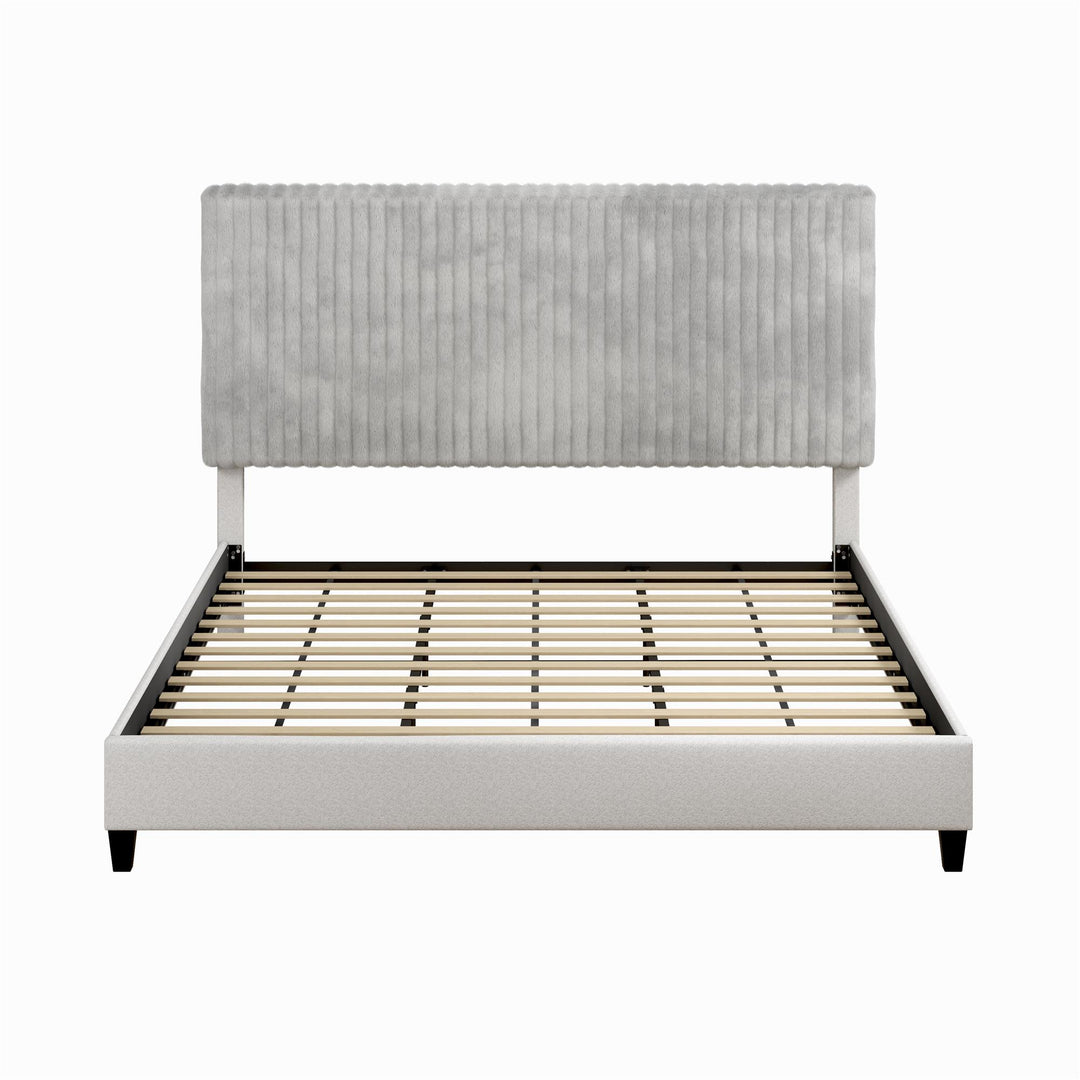 Mondo Platform Frame Bed with Adjustable Tufted Headboard - Gray - King