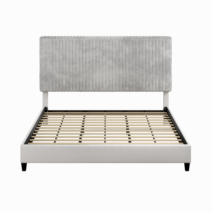 Mondo Platform Frame Bed with Adjustable Tufted Headboard - Gray - King