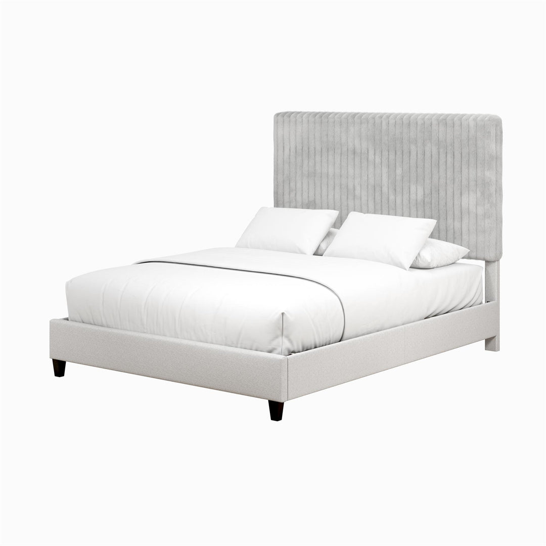 Mondo Platform Frame Bed with Adjustable Tufted Headboard - Gray - Queen