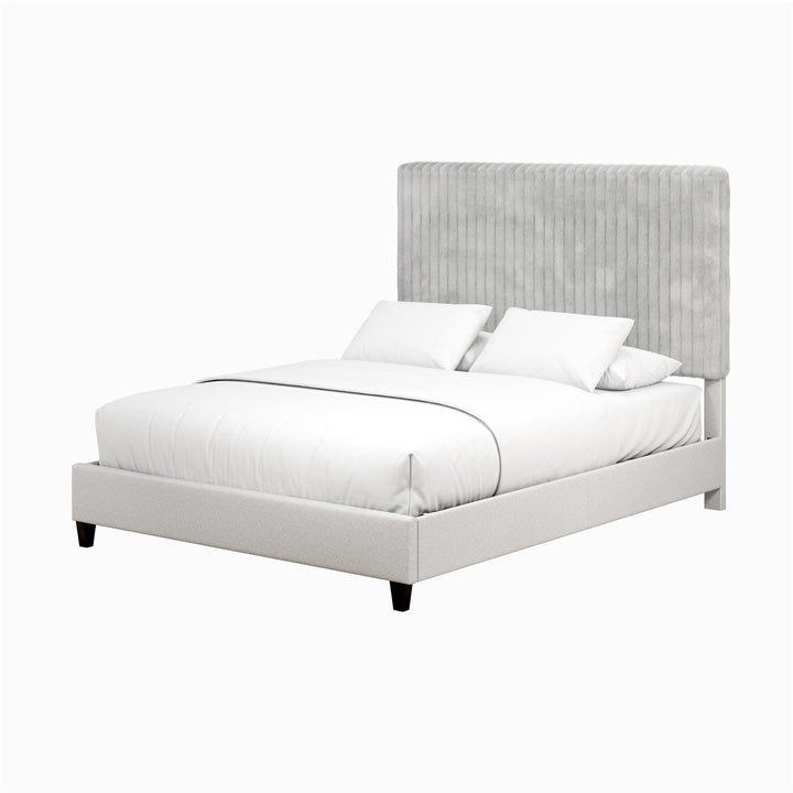 Mondo Platform Frame Bed with Adjustable Tufted Headboard - Gray - Queen