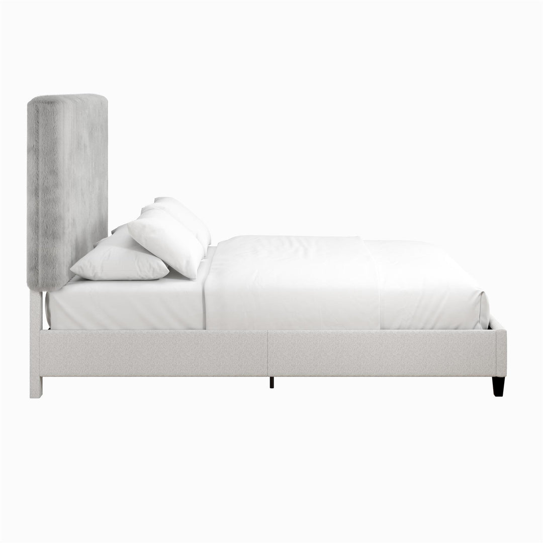 Mondo Platform Frame Bed with Adjustable Tufted Headboard - Gray - Queen