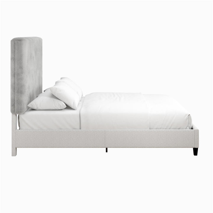 Mondo Platform Frame Bed with Adjustable Tufted Headboard - Gray - Queen