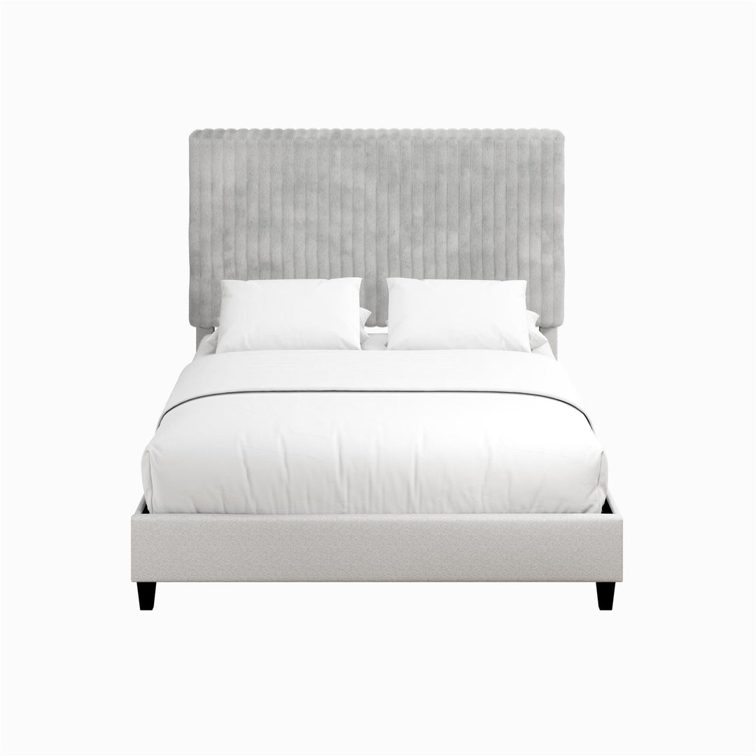 Mondo Platform Frame Bed with Adjustable Tufted Headboard - Gray - Queen