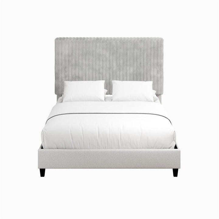Mondo Platform Frame Bed with Adjustable Tufted Headboard - Gray - Queen
