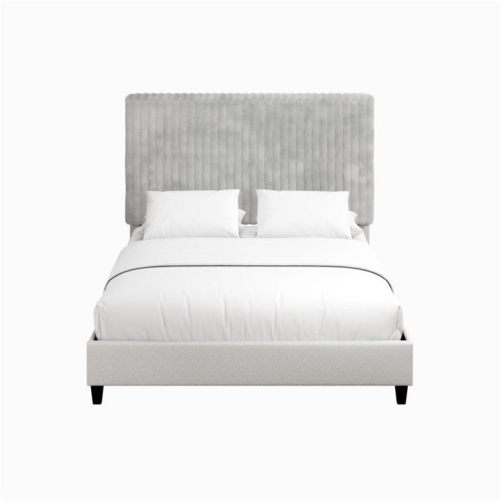 Mondo Platform Frame Bed with Adjustable Tufted Headboard - Gray - Queen