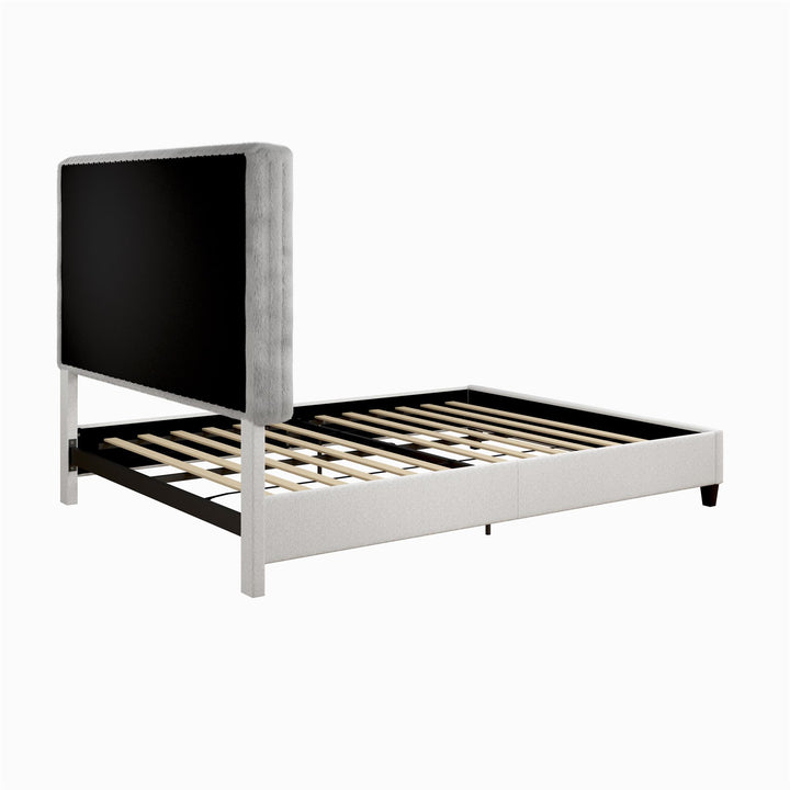 Mondo Platform Frame Bed with Adjustable Tufted Headboard - Gray - Queen