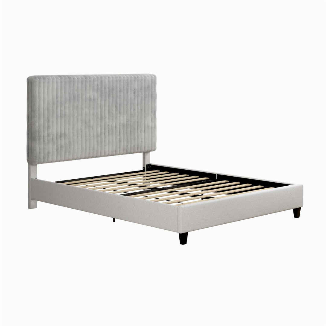 Mondo Platform Frame Bed with Adjustable Tufted Headboard - Gray - Queen
