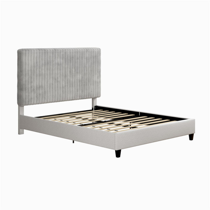 Mondo Platform Frame Bed with Adjustable Tufted Headboard - Gray - Queen