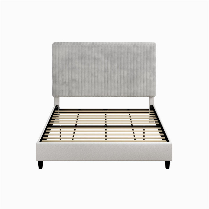 Mondo Platform Frame Bed with Adjustable Tufted Headboard - Gray - Queen