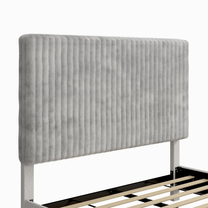 Mondo Platform Frame Bed with Adjustable Tufted Headboard - Gray - Queen