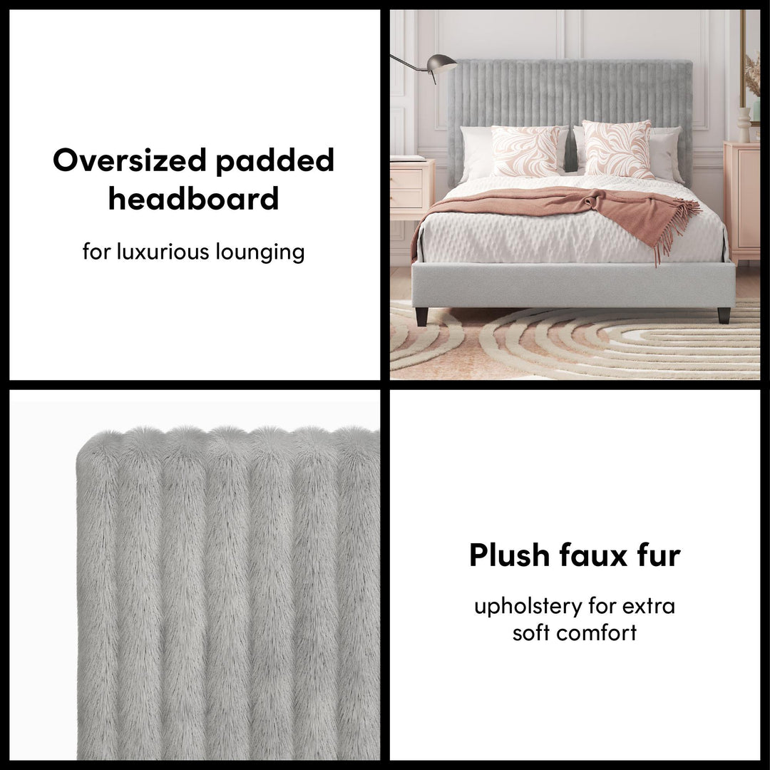 Mondo Platform Frame Bed with Adjustable Tufted Headboard - Gray - Queen
