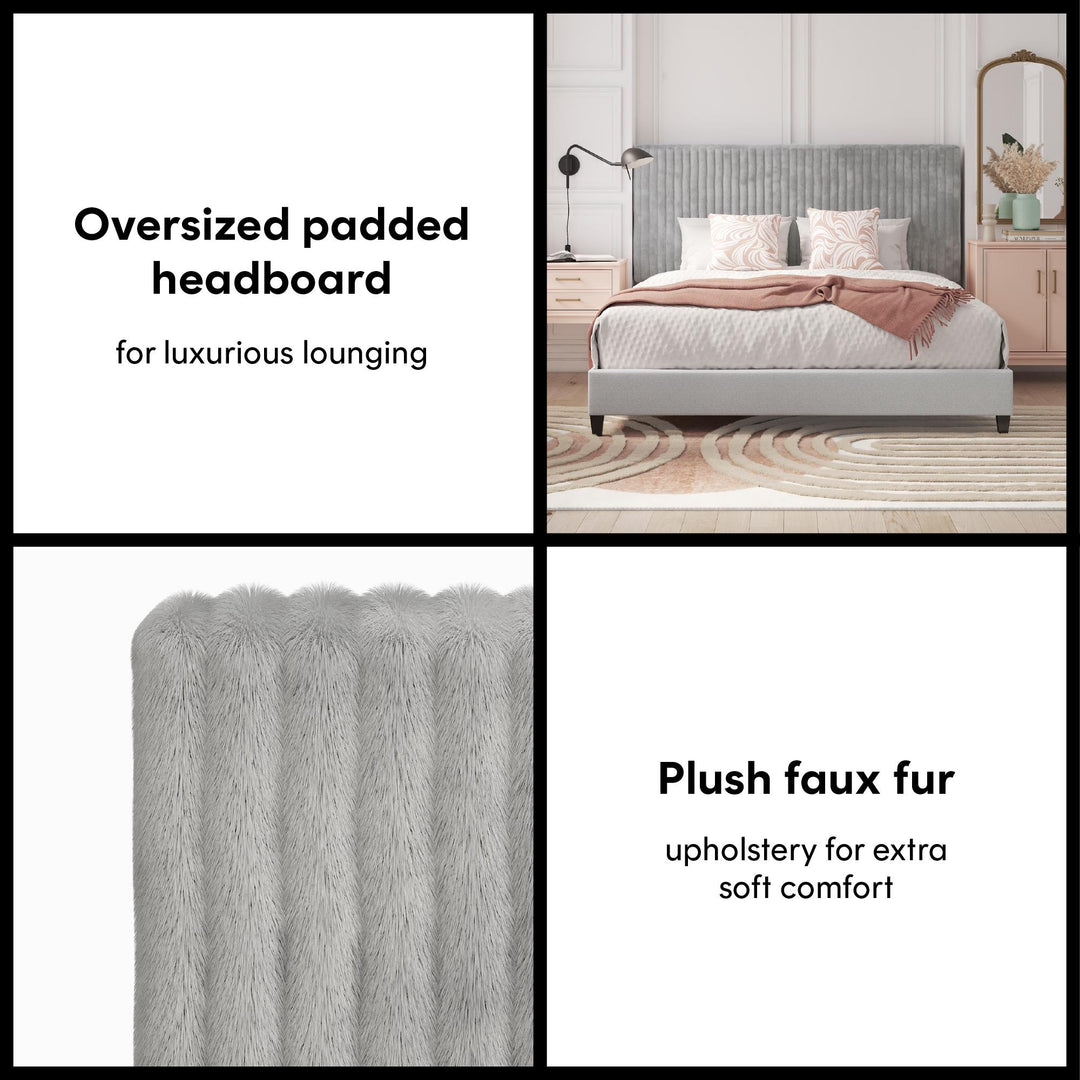 Mondo Platform Frame Bed with Adjustable Tufted Headboard - Gray - King