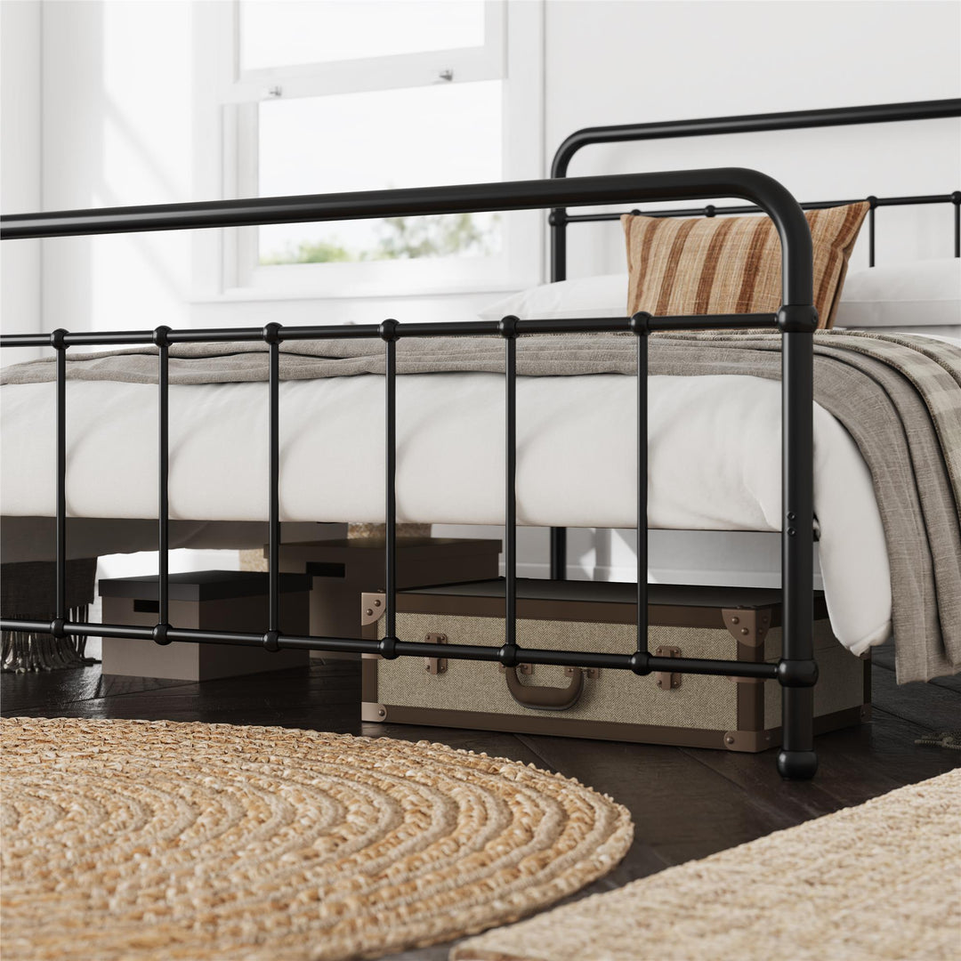 Ainsley Full Metal Platform Bed Frame with Headboard and Footboard - Black - Queen