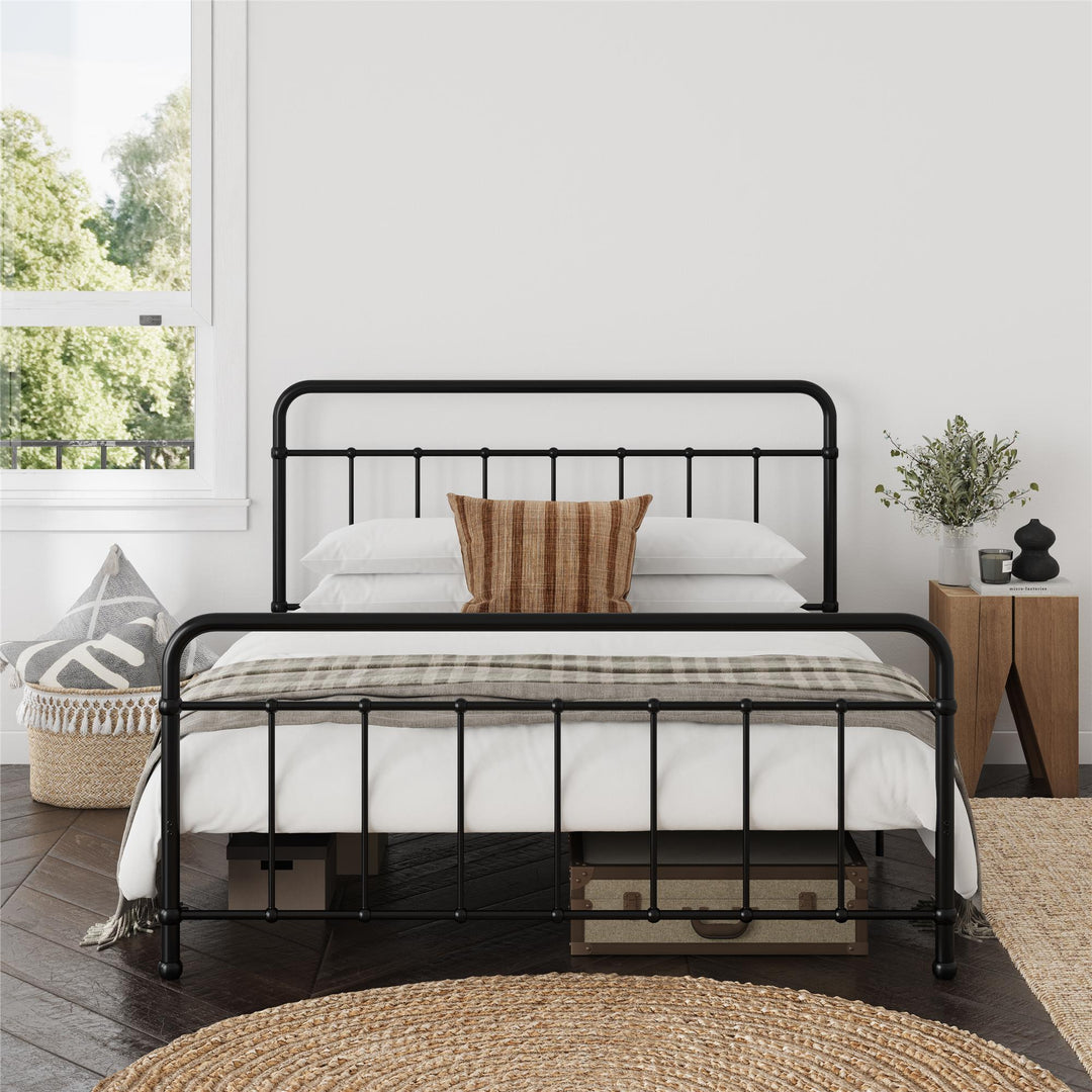 Ainsley Full Metal Platform Bed Frame with Headboard and Footboard - Black - Queen