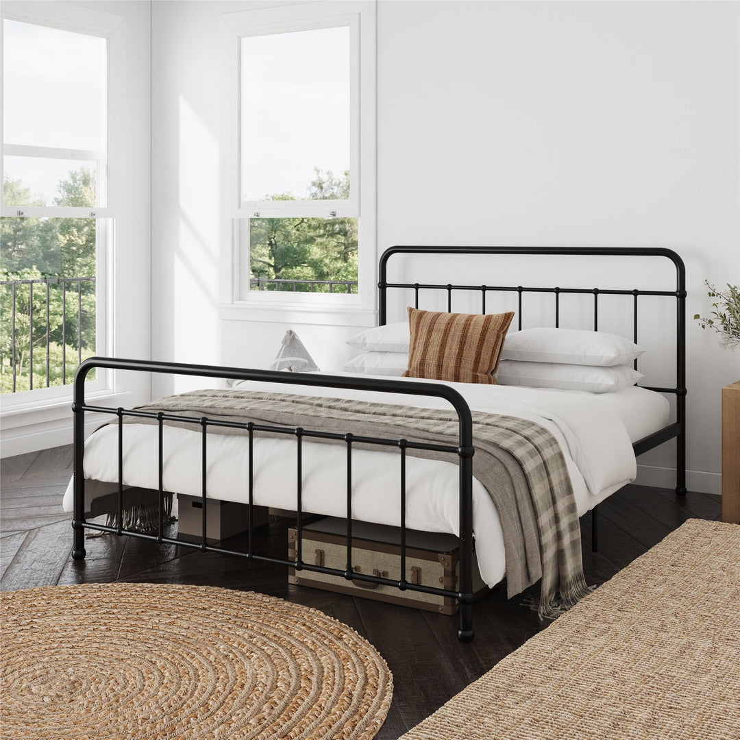 Ainsley Full Metal Platform Bed Frame with Headboard and Footboard - Black - Queen