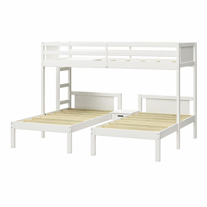  Zayden Twin over Twin & Twin Triple Bunk Bed for Kids - White - Twin/Twin & Twin