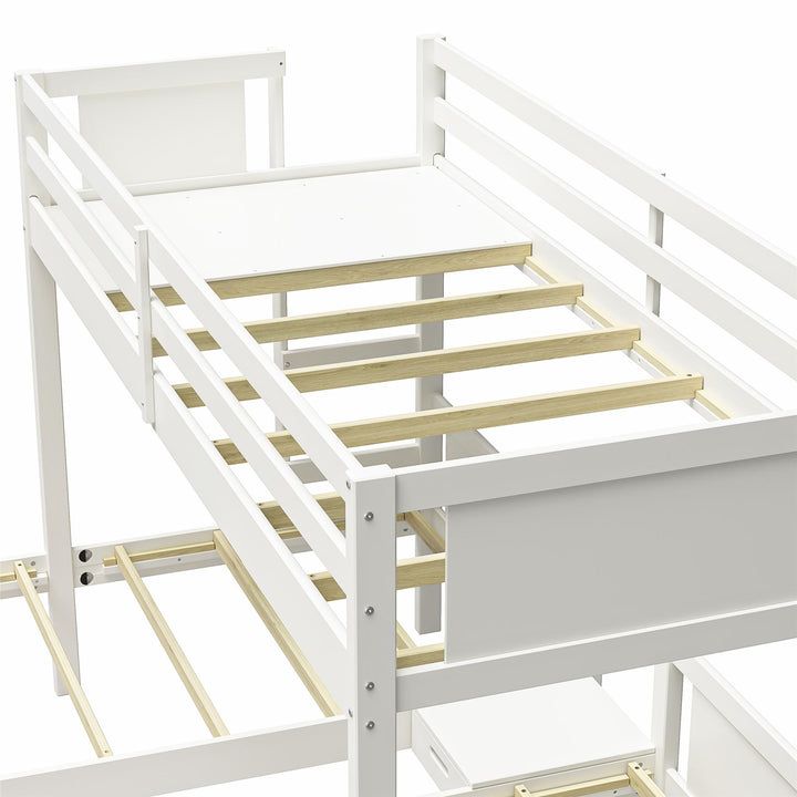  Zayden Twin over Twin & Twin Triple Bunk Bed for Kids - White - Twin/Twin & Twin