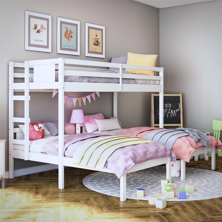  Zayden Twin over Twin & Twin Triple Bunk Bed for Kids - White - Twin/Twin & Twin