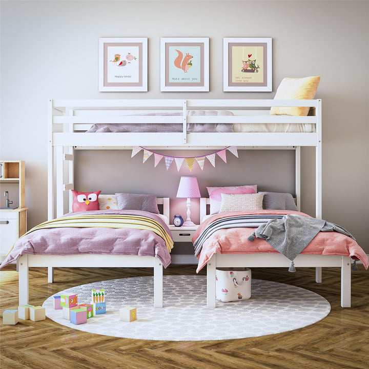  Zayden Twin over Twin & Twin Triple Bunk Bed for Kids - White - Twin/Twin & Twin