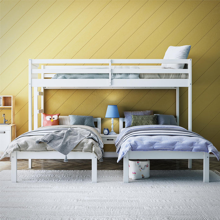  Zayden Twin over Twin & Twin Triple Bunk Bed for Kids - White - Twin/Twin & Twin