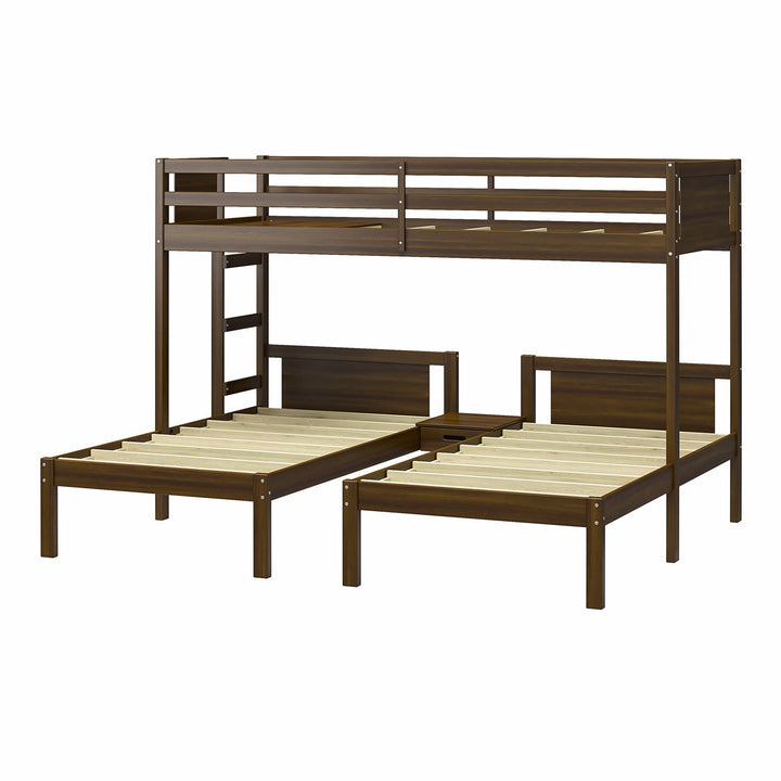  Zayden Twin over Twin & Twin Triple Bunk Bed for Kids - Mocha Espresso - Twin/Twin & Twin