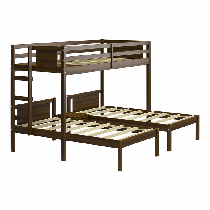  Zayden Twin over Twin & Twin Triple Bunk Bed for Kids - Mocha Espresso - Twin/Twin & Twin