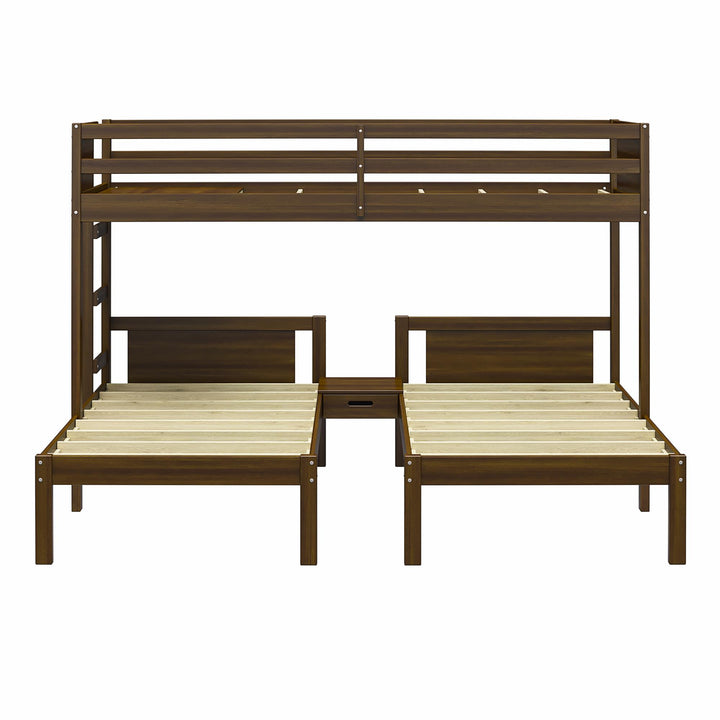  Zayden Twin over Twin & Twin Triple Bunk Bed for Kids - Mocha Espresso - Twin/Twin & Twin