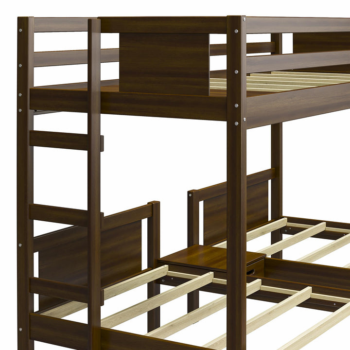  Zayden Twin over Twin & Twin Triple Bunk Bed for Kids - Mocha Espresso - Twin/Twin & Twin