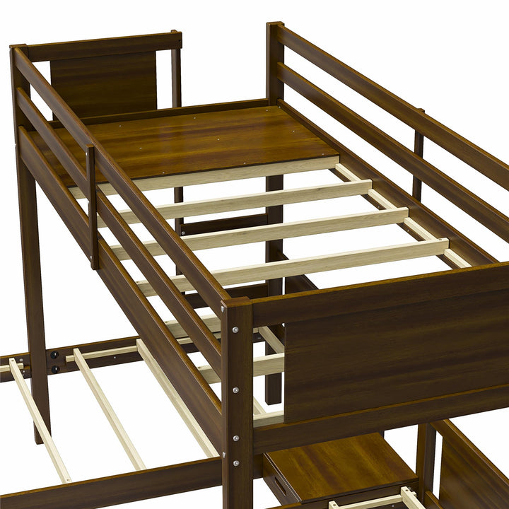  Zayden Twin over Twin & Twin Triple Bunk Bed for Kids - Mocha Espresso - Twin/Twin & Twin