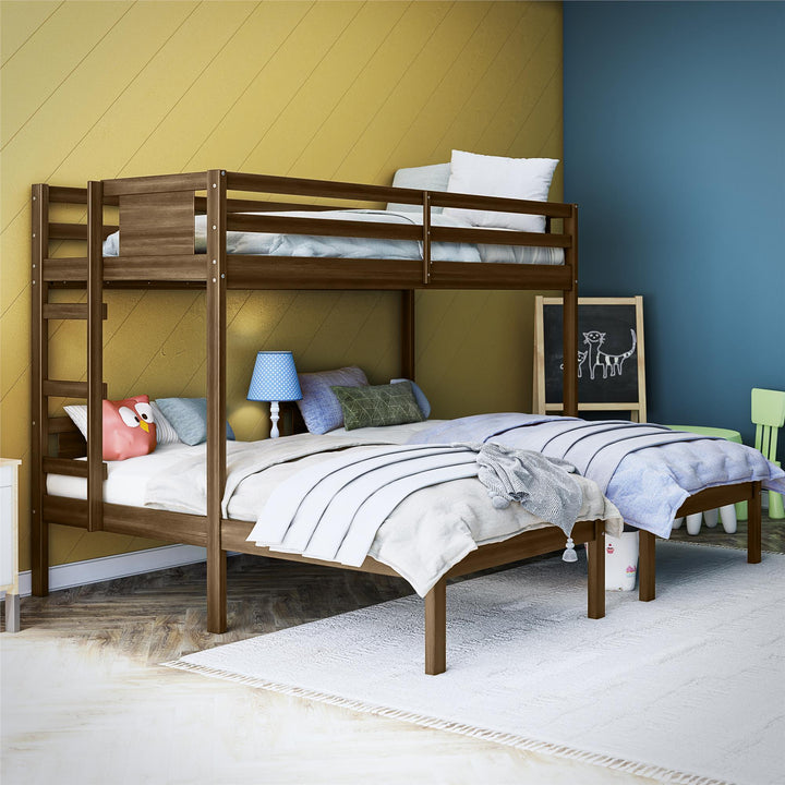  Zayden Twin over Twin & Twin Triple Bunk Bed for Kids - Mocha Espresso - Twin/Twin & Twin
