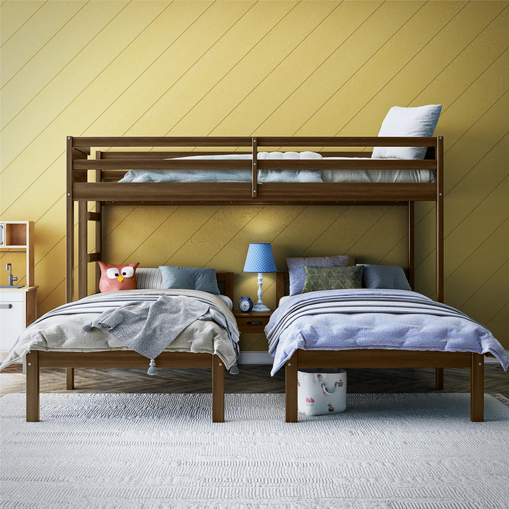  Zayden Twin over Twin & Twin Triple Bunk Bed for Kids - Mocha Espresso - Twin/Twin & Twin