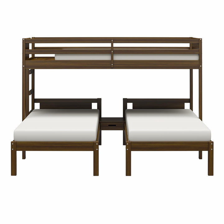  Zayden Twin over Twin & Twin Triple Bunk Bed for Kids - Mocha Espresso - Twin/Twin & Twin