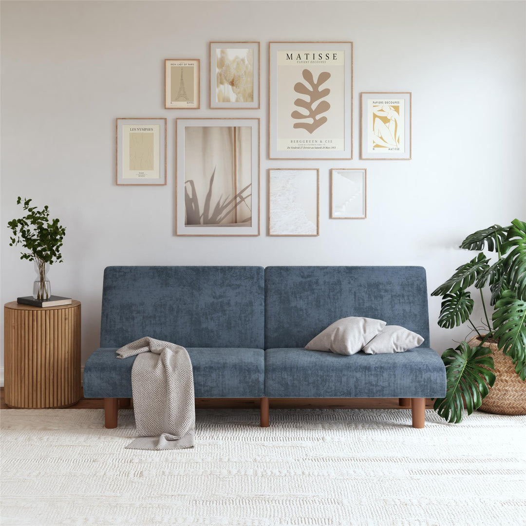 DHP Myla 66.5" Armless Futon Sofa Bed - Blue - 3-Seater