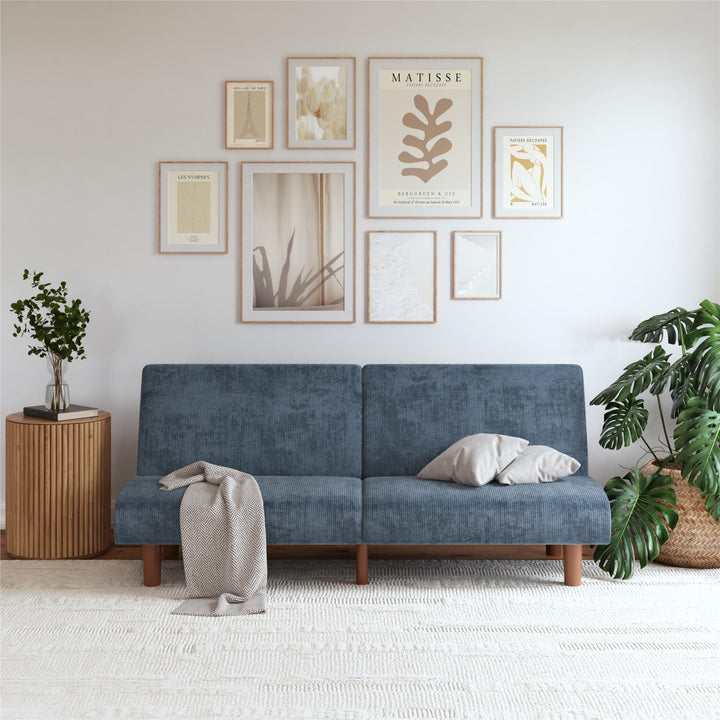 DHP Myla 66.5" Armless Futon Sofa Bed - Blue - 3-Seater