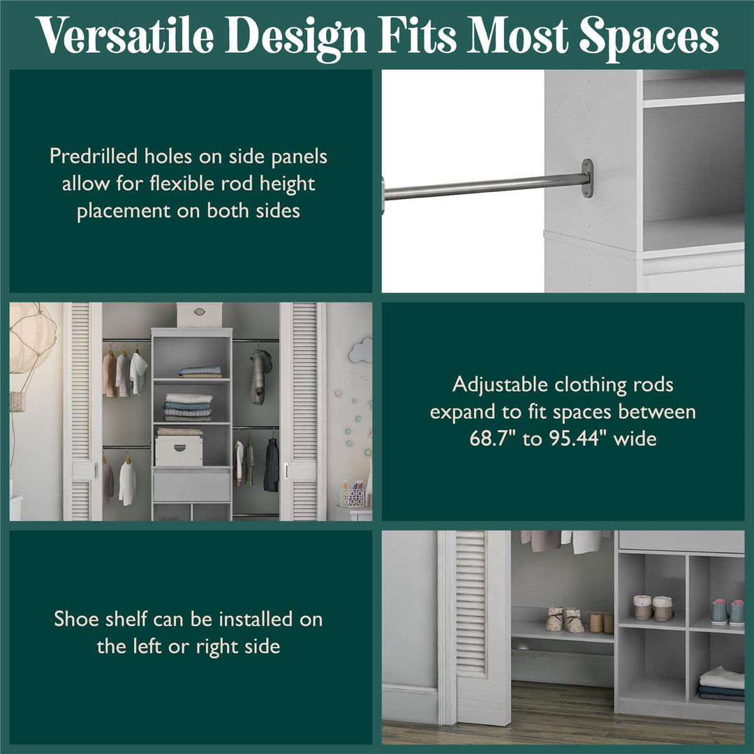 Grow with Me Adjustable Closet Organizer System with Adjustable Poles - Dove Gray