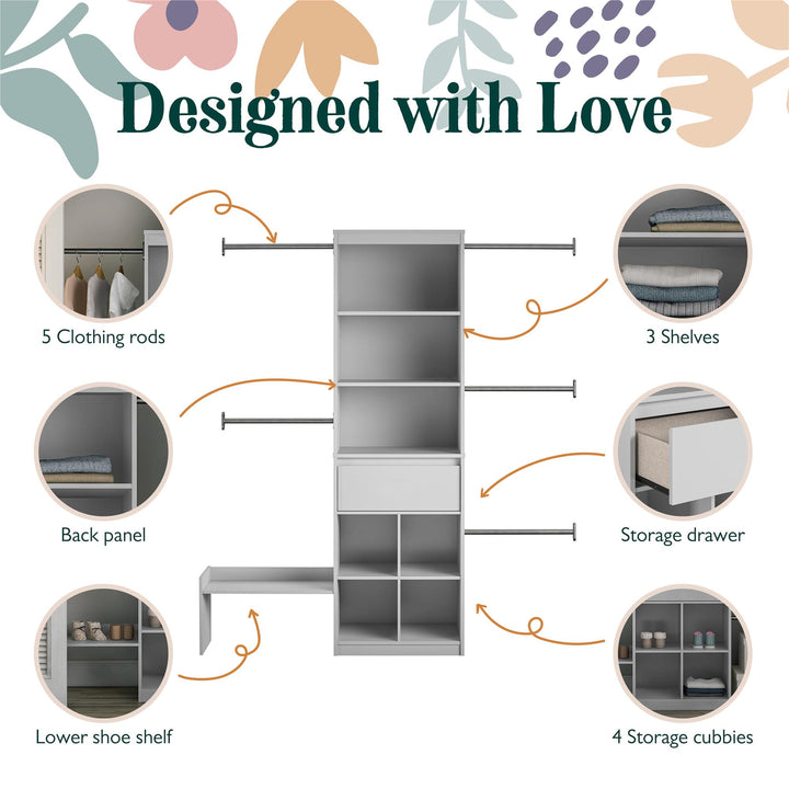 Grow with Me Adjustable Closet Organizer System with Adjustable Poles - Dove Gray