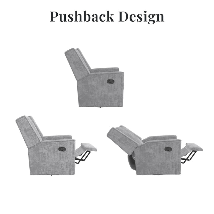 Elysian Swivel Recliner Chair and Glider - Light Gray