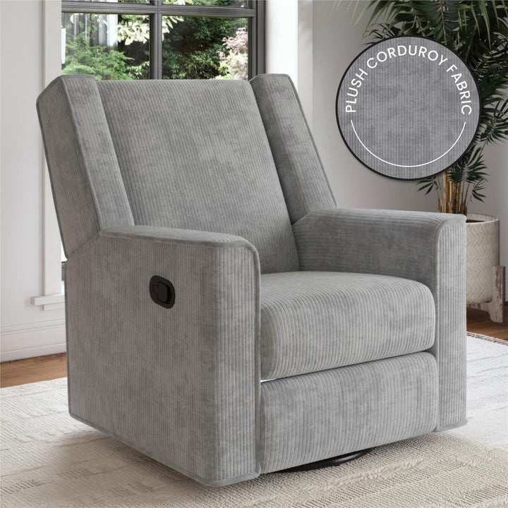 Elysian Swivel Recliner Chair and Glider - Light Gray