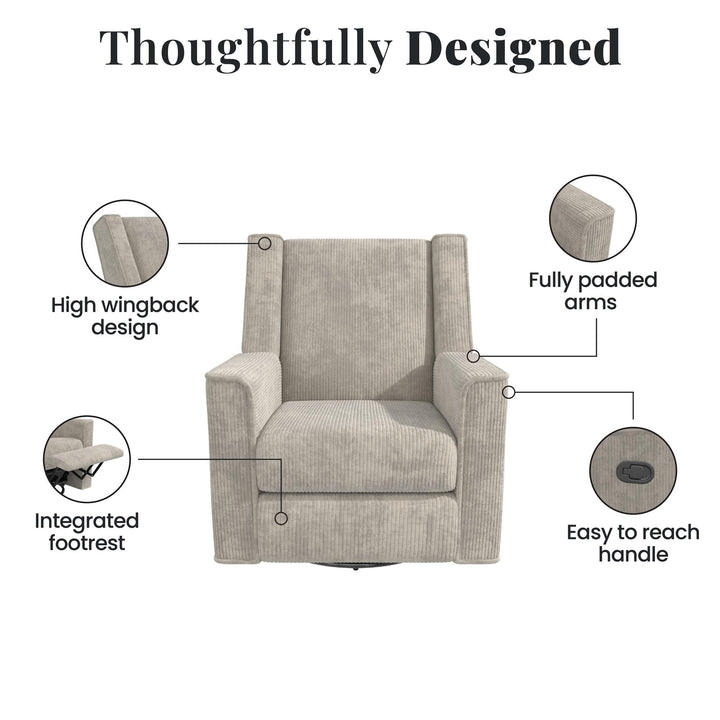 Elysian Swivel Recliner Chair and Glider - Ivory