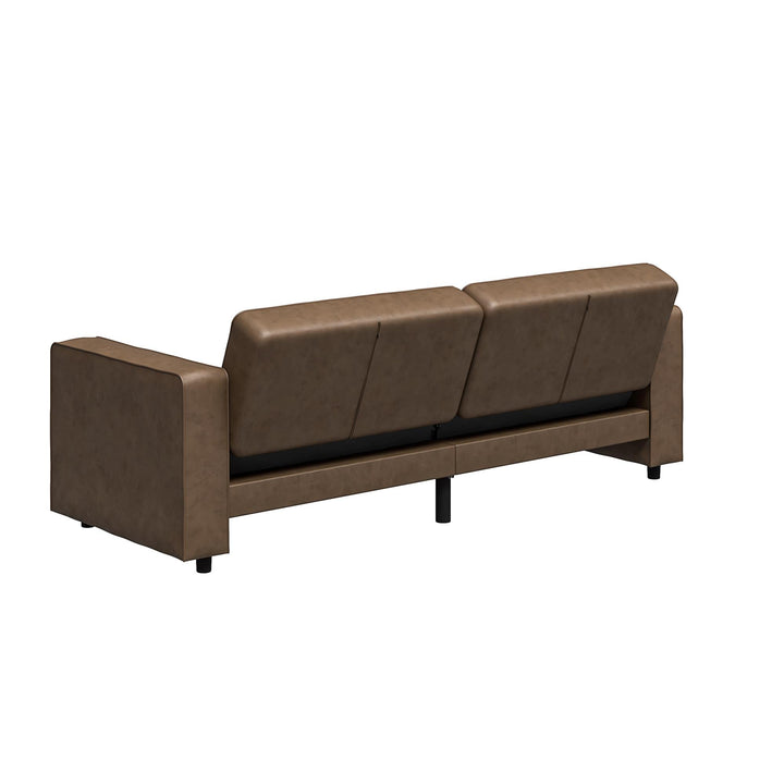 Allie Faux Leather Futon Sofa Bed - Brown Faux Leather - 3-Seater