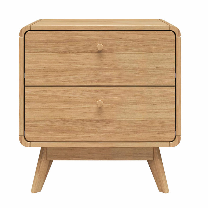 Leva Scandinavian Style 2 Drawer Nightstand - Natural Oak