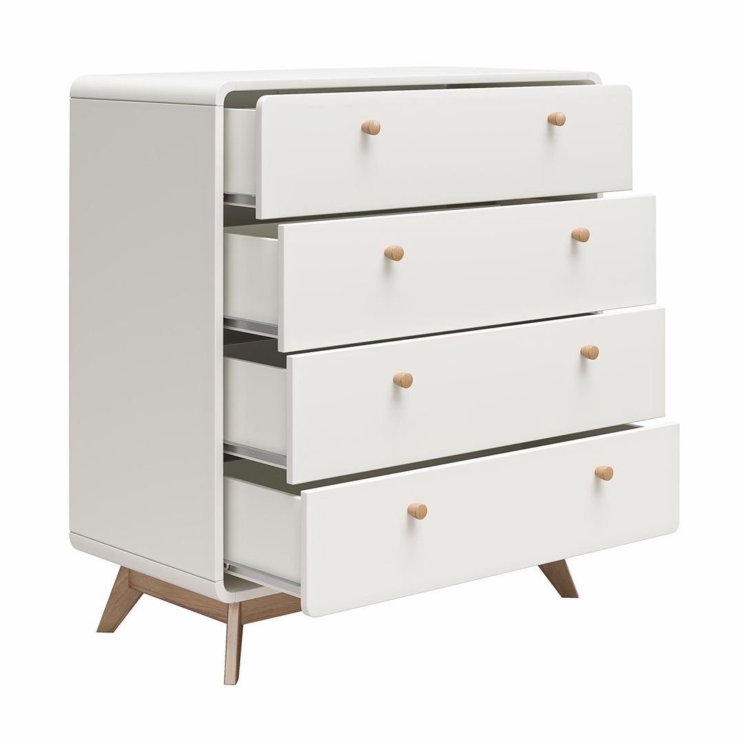 Leva Scandinavian Style 4 Drawer Dresser - Flat White