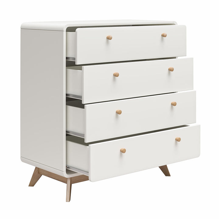Leva Scandinavian Style 4 Drawer Dresser - Flat White